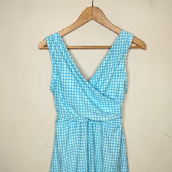 Lands' End Blue Gingham Swim Dress Swimsuit - Picture 3 of 10